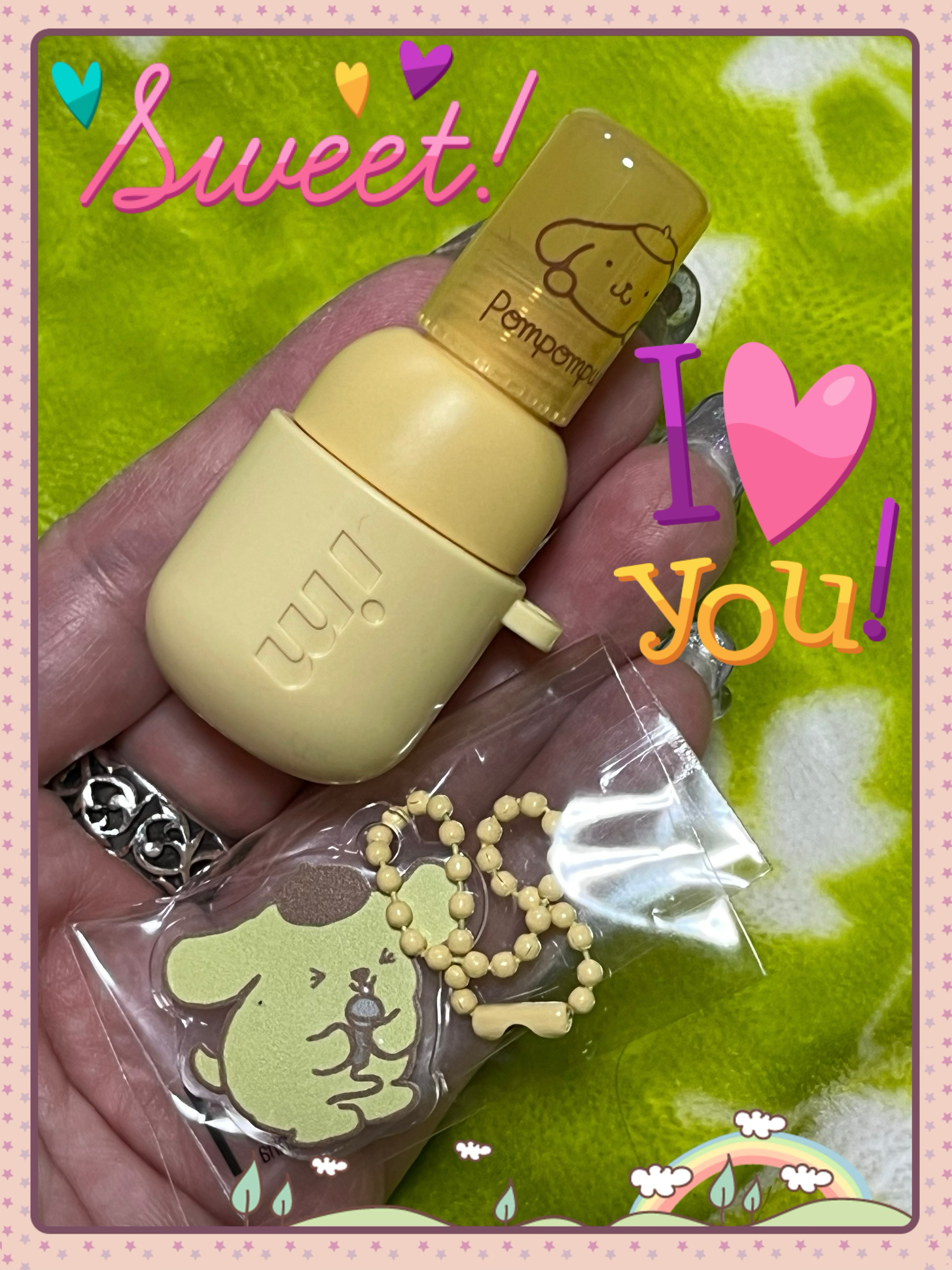 カラーキーリングリップオイル スポットライトオン ポムポムプリン/i’m meme/リップグロスを使ったクチコミ（3枚目）