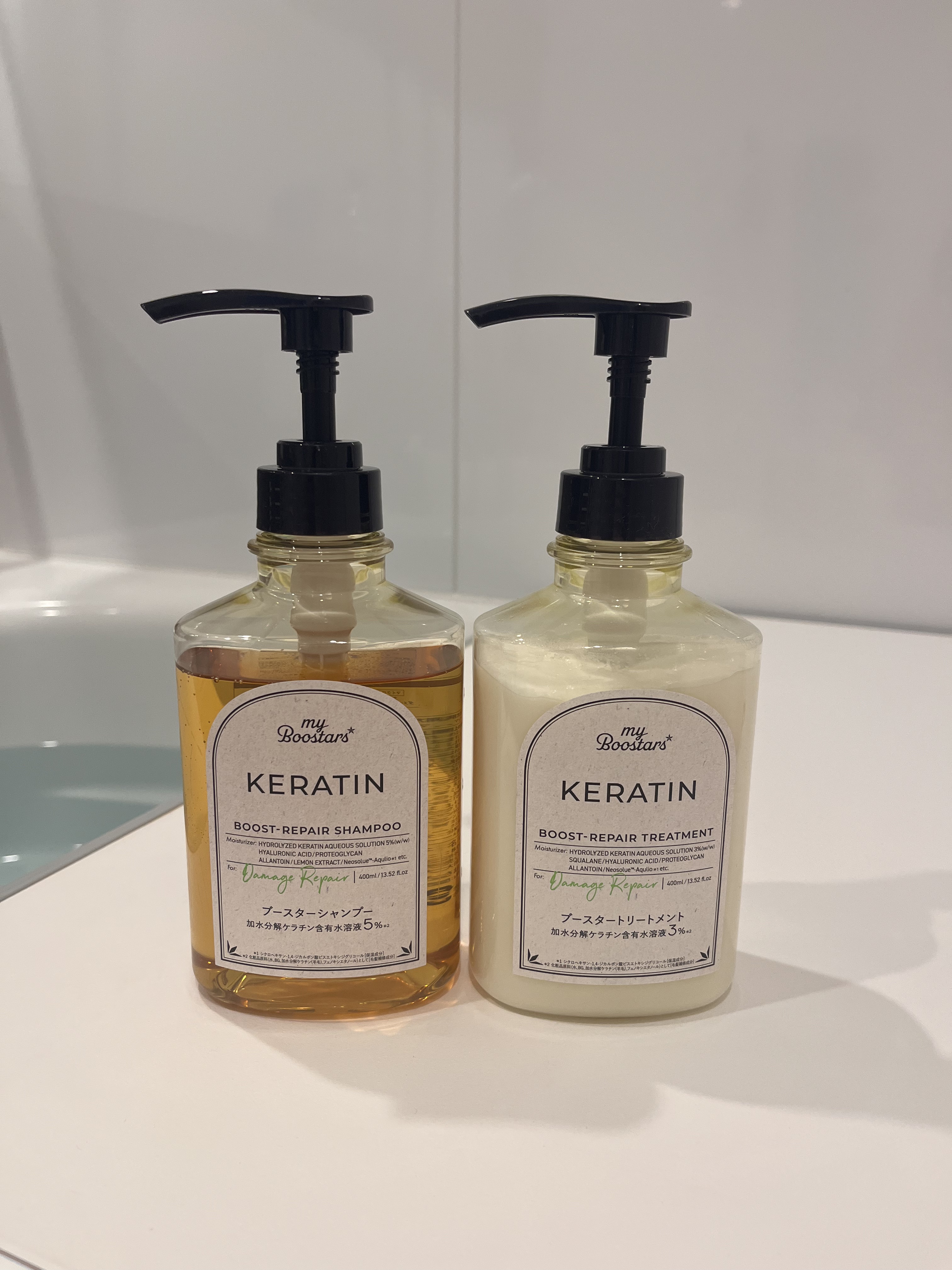 マイブースターズ ケラチン ブースター シャンプー/トリートメント [ダメージリペア] シトラスサボンの香りのクチコミ「ケラチンブースター！
マイブースターズ ケラチン ブースター [ダメージリペア]
をお試しです.....」（1枚目）