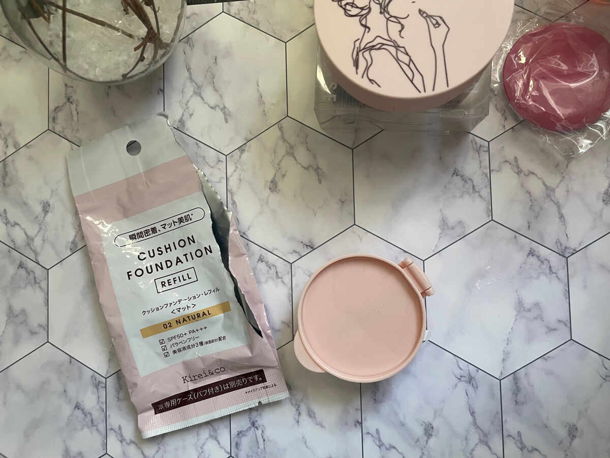 マット クッションファンデーション 02ナチュラル/Kirei&co./クッションファンデーションを使ったクチコミ（3枚目）