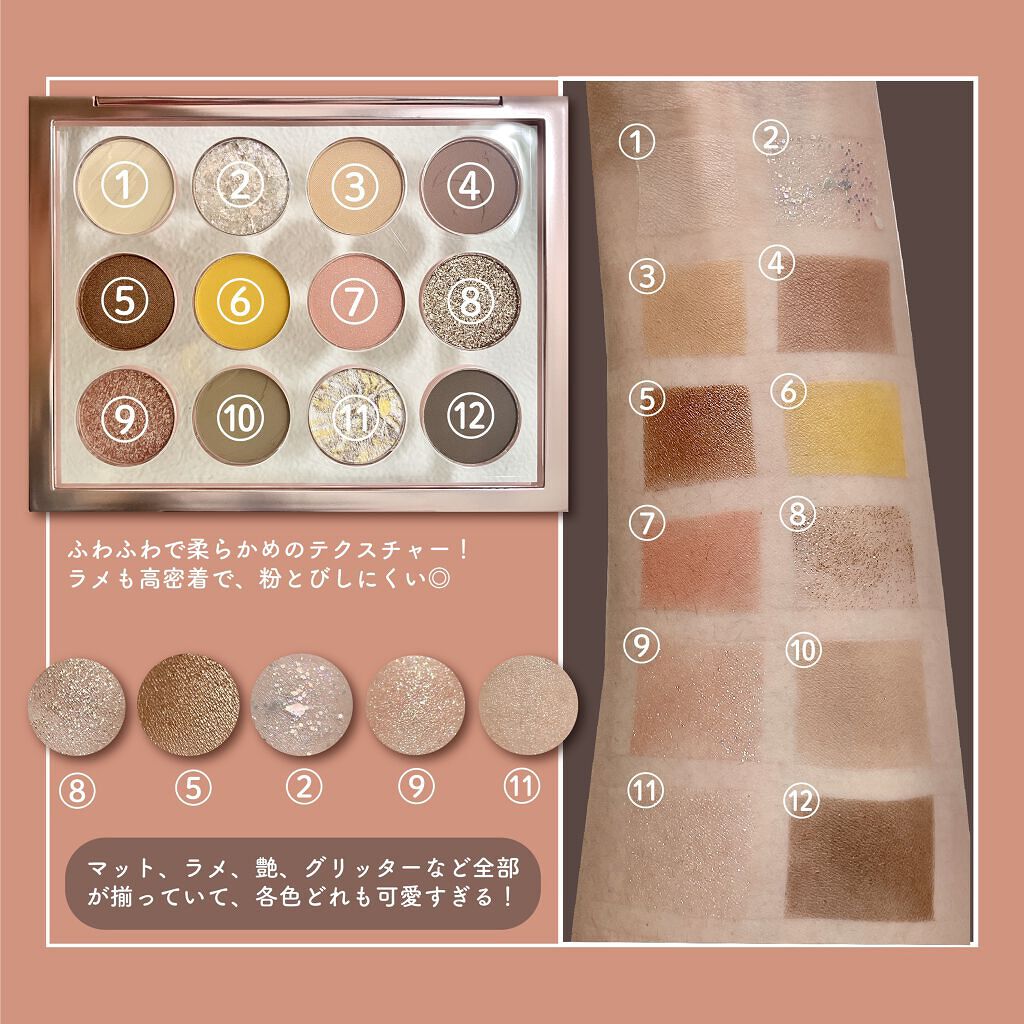 Hexze 12色 アイシャドウパレット プロアイ パレット アイプランナーパレット メイクパレット 高発色/HEXZE（ヘックスゼ）/アイシャドウパレットを使ったクチコミ（2枚目）