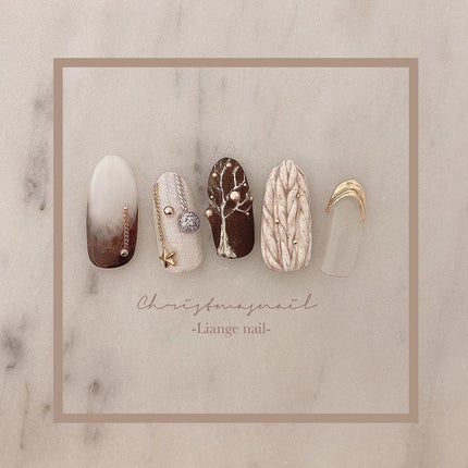 #リアンジェネイル,#柏ネイル,#ネイル,#クリスマスネイル,#冬ネイル,#ツリーネイル,#ニットネイル,#ミラーネイルのネイルデザイン