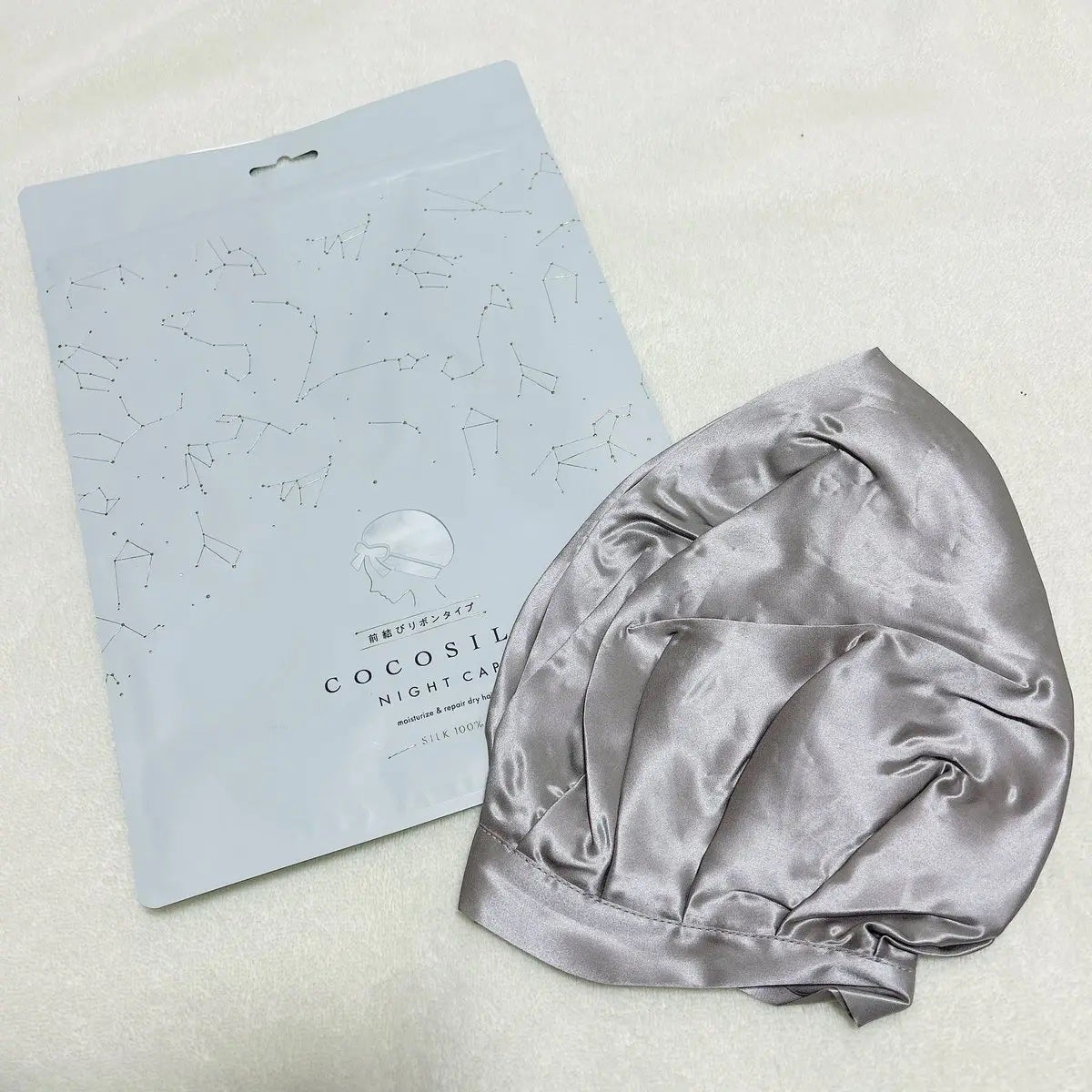 COCOSILK シルク ナイトキャップ(前結びリボンタイプ)/COCOSILK/ヘアケアグッズを使ったクチコミ(1枚目)