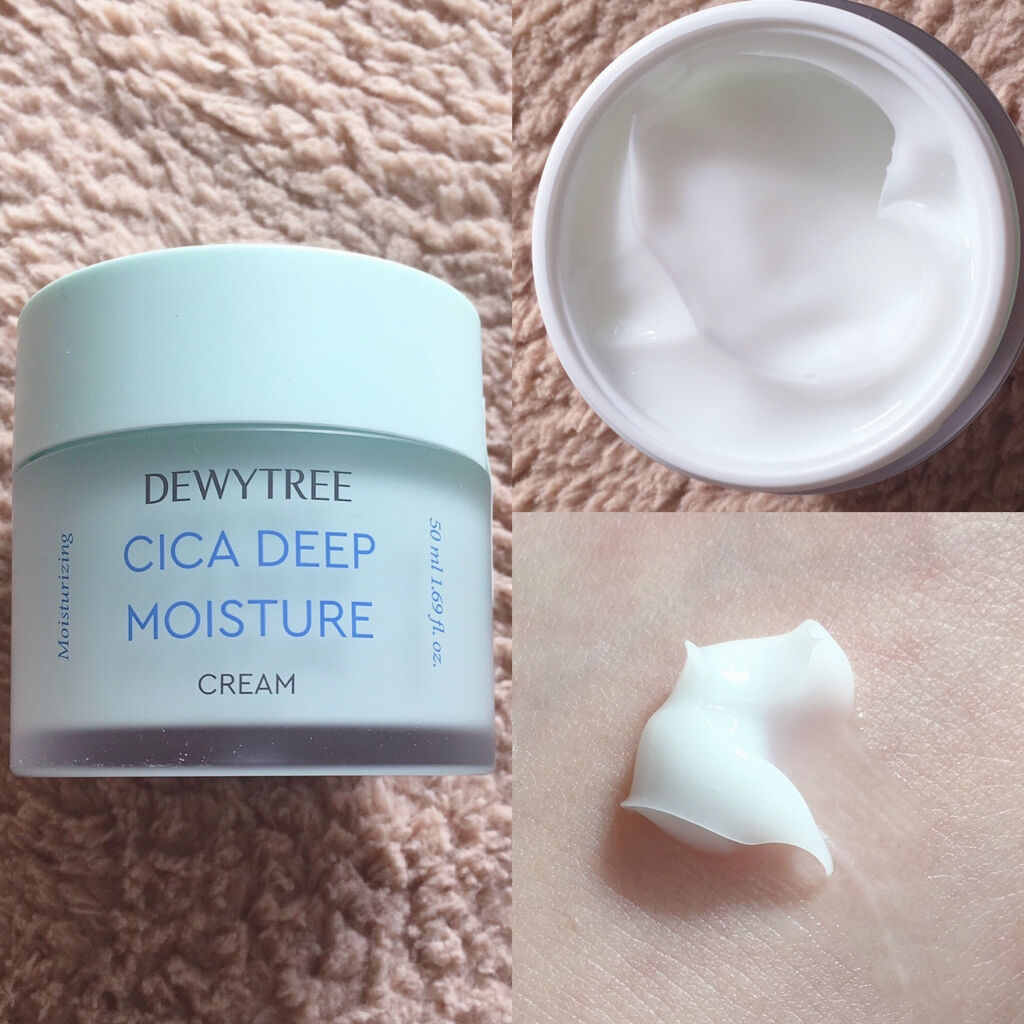 DEWYTREE CICA ディープモイスチャークリームのクチコミ「\韓国コスメ/肌荒れを防ぎつつ保湿🍀
シカ成分配合の潤いクリーム🌸

#yunaレビュー

⭐.....」（3枚目）