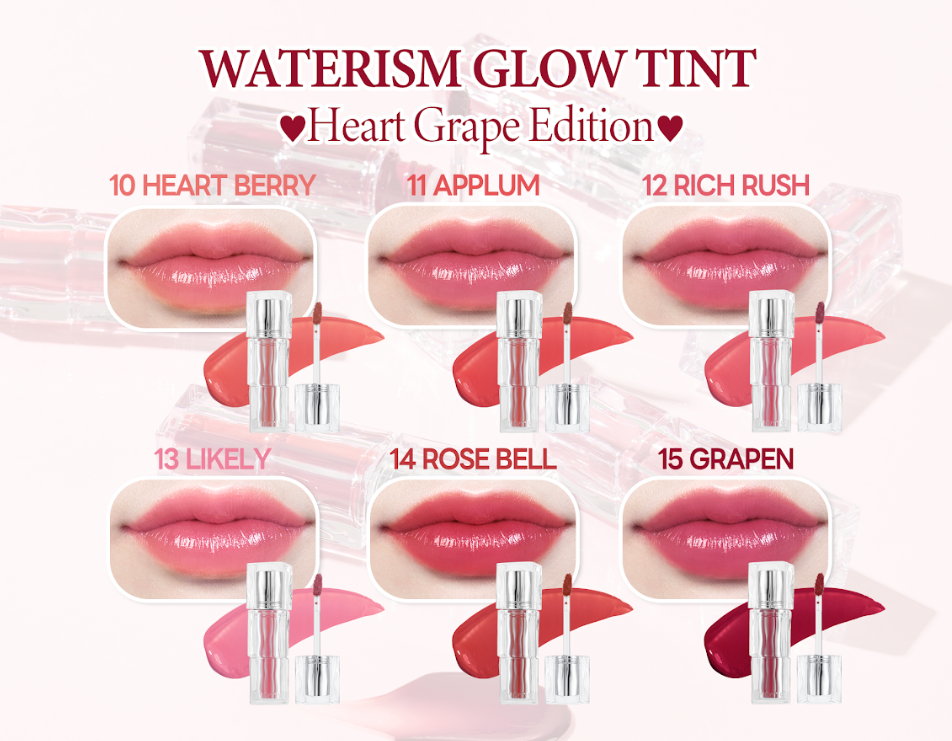TIRTIRの大人気リップ「WATERISM GLOW TINT」からぶどうをイメージした新色6色が登場!の画像
