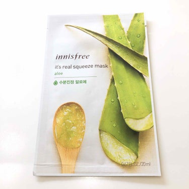 ◆innisfree
　it's real squeeze mask（20ml）
　アロエ

会社で韓国のお客さんからのいただきもの！
韓国製のパックです！
色々な香りがあるみたいです。


◎プラスな