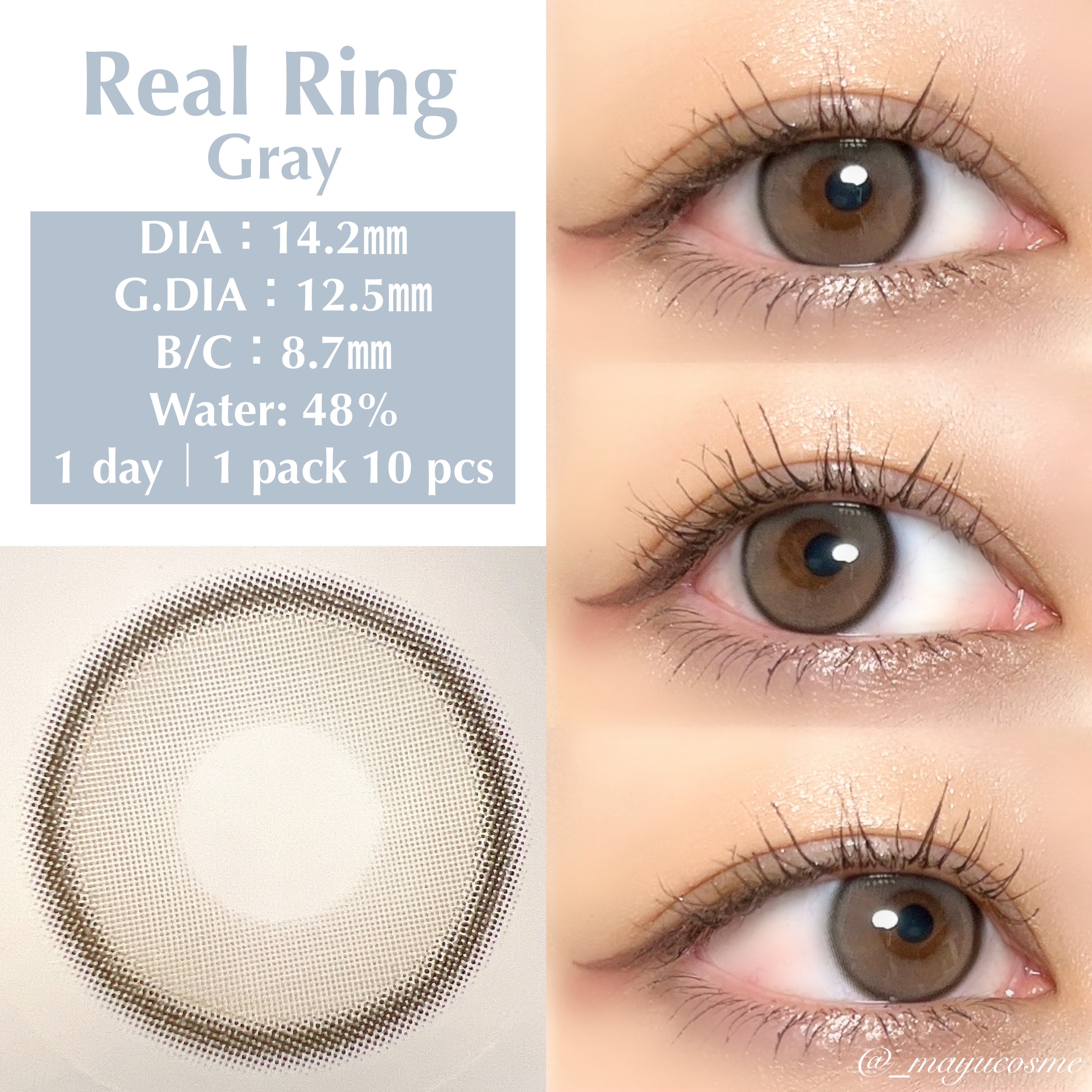 Moonrise Dew Gray/POPLENS/１ヶ月（１MONTH）カラコンを使ったクチコミ（2枚目）