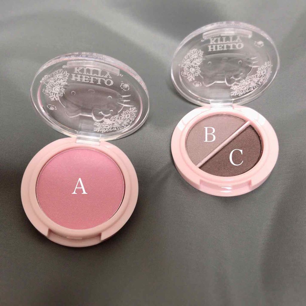 パウダーアイシャドウ ブルーミングキティ/DAISO/アイシャドウパレットを使ったクチコミ（2枚目）