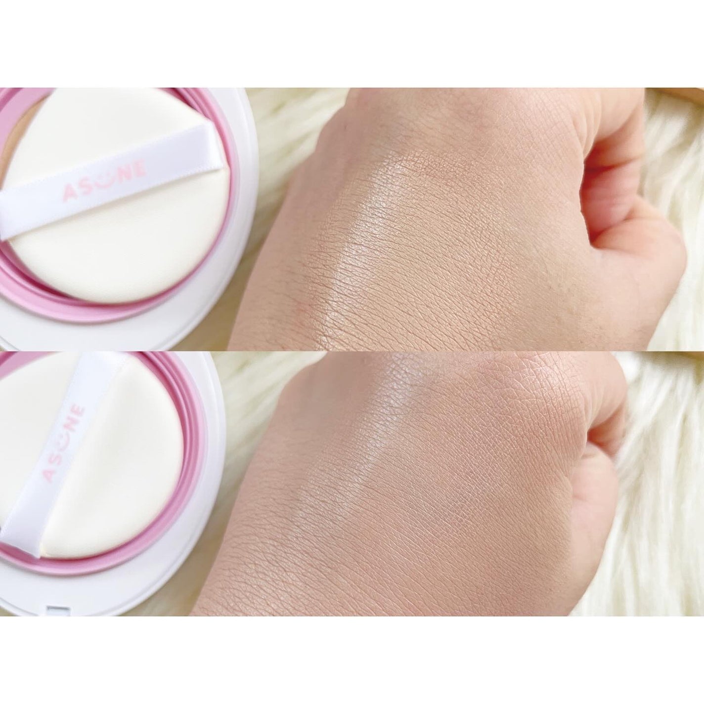 デューイーメッシュファンデーション/ASUNE /クッションファンデーションを使ったクチコミ(3枚目)