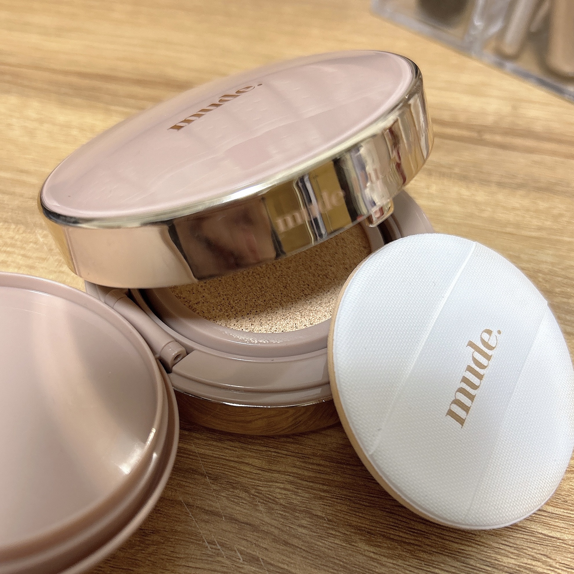 ハグクッション 19アイボリー/mude./クッションファンデーションを使ったクチコミ（2枚目）