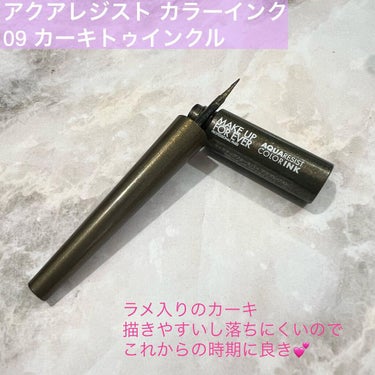 アクアレジスト カラーインク  09 カーキトゥインクル/MAKE UP FOR EVER/リキッドアイライナーを使ったクチコミ（2枚目）