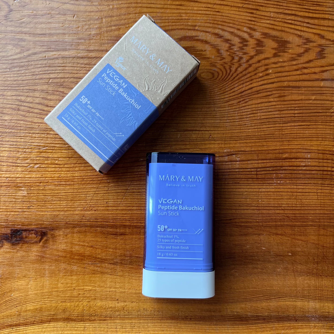 ヴィーガンペプチドバクチオールサンスティック SPF50+ PA++++/MARY&MAY/日焼け止めスティックを使ったクチコミ(1枚目)