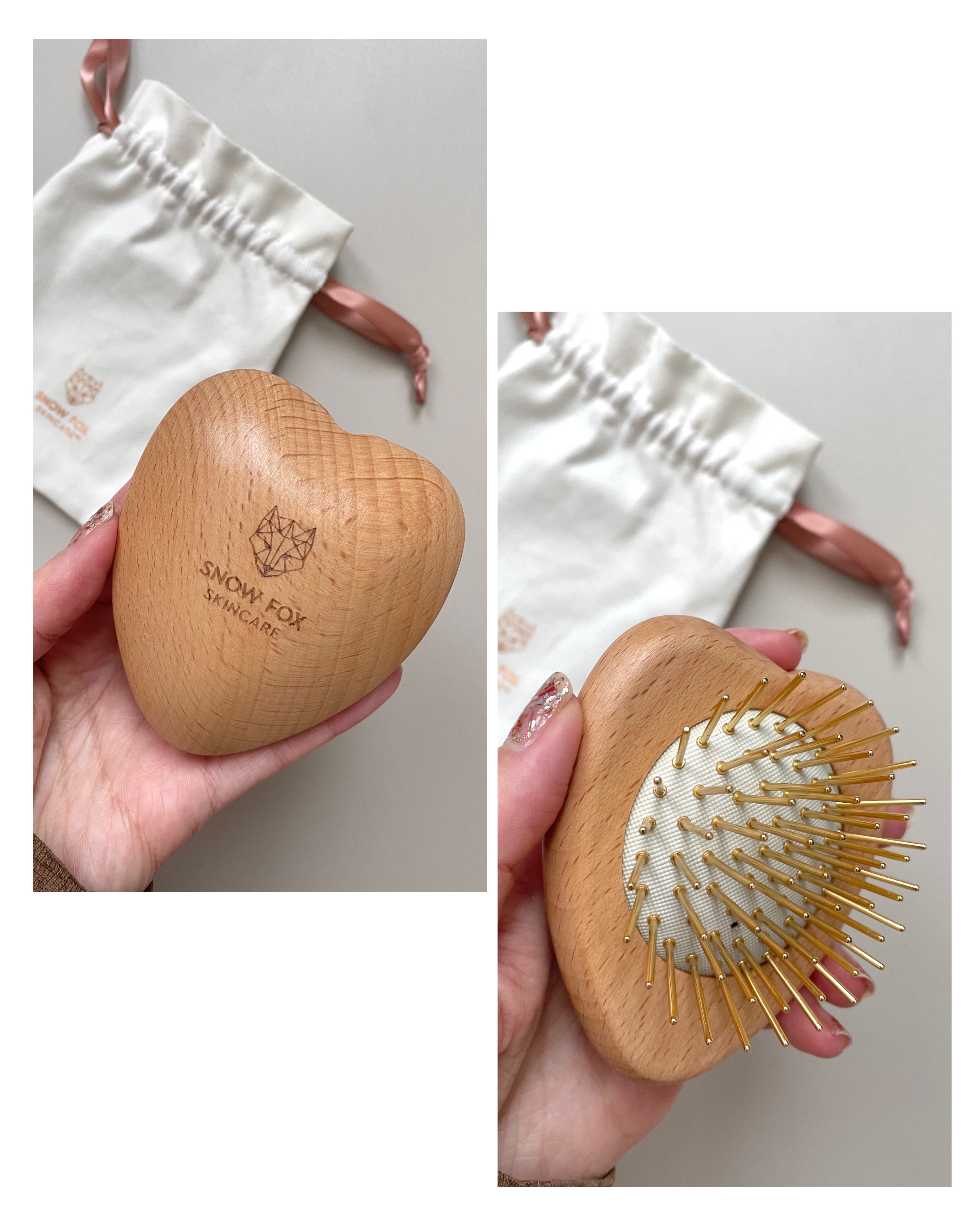 プレミアム FOX カッサ ウッド ミニハート ヘアブラシ/SNOW FOX SKINCARE/ヘアブラシを使ったクチコミ（2枚目）