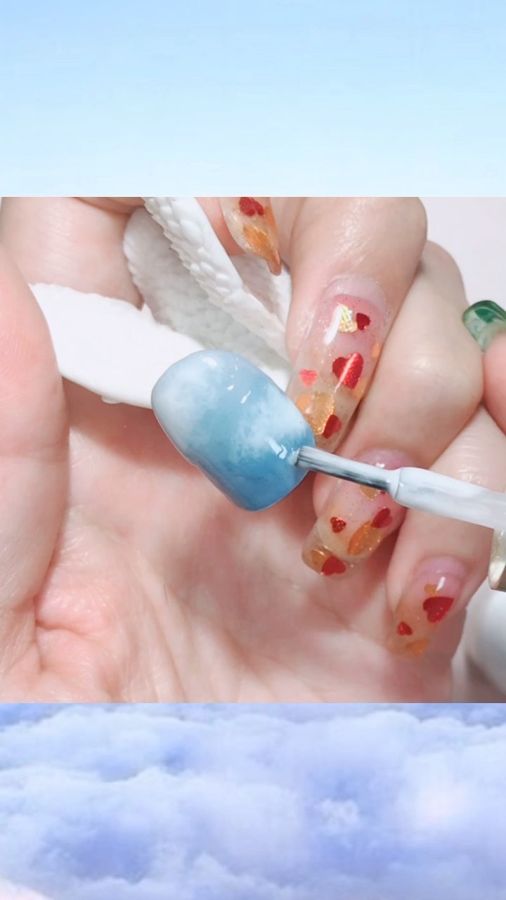 #ネイル,#雲ネイル,#クラウドネイル,#もくもくネイルのネイルデザイン