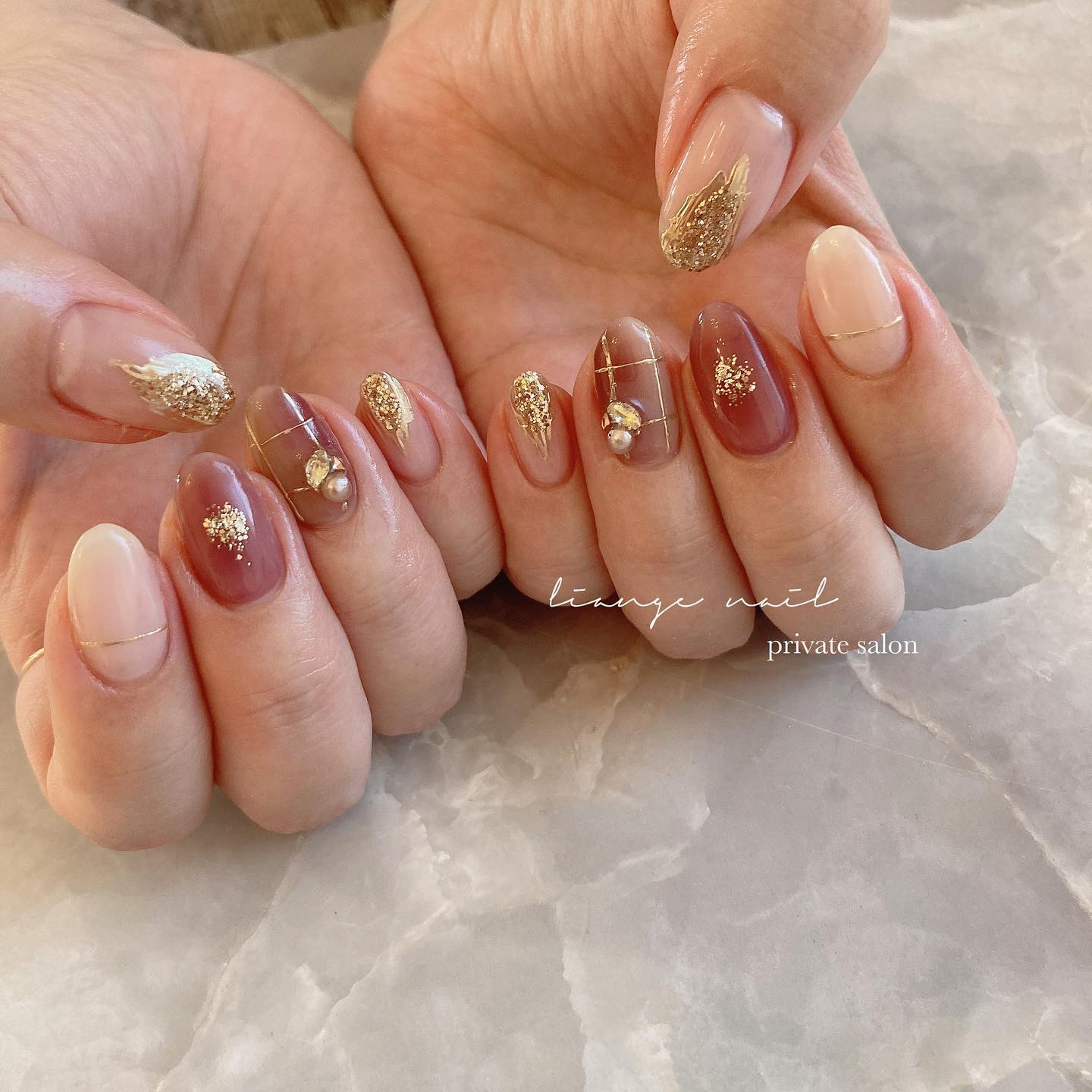 #ネイル,#大人ニュアンスネイル,#ニュアンスネイル,#ジェルネイル,#ミラーネイル,#春ネイル,#ビジューネイルのネイルデザイン