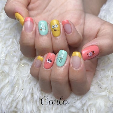 YUKA on LIPS 「.スポンジボブ..#nail#nailist#ネイル#ネイリス..」（1枚目）