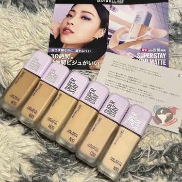 今日はMAYBELLINE NEW YORKさんからいただいた、SPステイ ルミマット リキッド ファンデーションの6色をご紹介👏


2/10発売で、
30時間崩れにくいマットファンデ！！

パケもマ