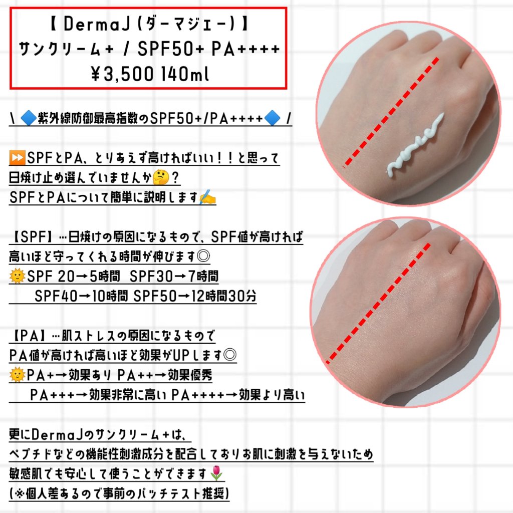 サンクリーム＋/ DermaJ/日焼け止めクリームを使ったクチコミ（2枚目）