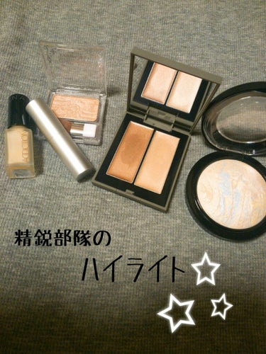 左から
◉ADDICTION　チークポリッシュ08
◉RMK　グロースティックGD
◉CANMAKE　ハイライター06
◉THREE　シマリンググローデュオ01
◉MAC　ミネラライズスキンフィニッシュ