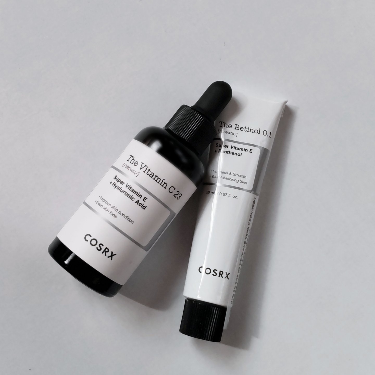 #提供
LIPS様からいただきました

"COSRX" RXザ・ビタミンC23セラム / RXザ・レチノール0.1クリーム

○RXザ・ビタミンC23セラム 20g
◯RXザ・レチノール0.1クリーム 20mL

セラムは、サラーっとしたテ