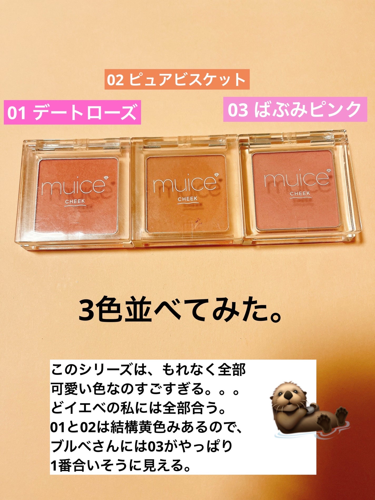 ぽわんチーク/muice/パウダーチークを使ったクチコミ(3枚目)