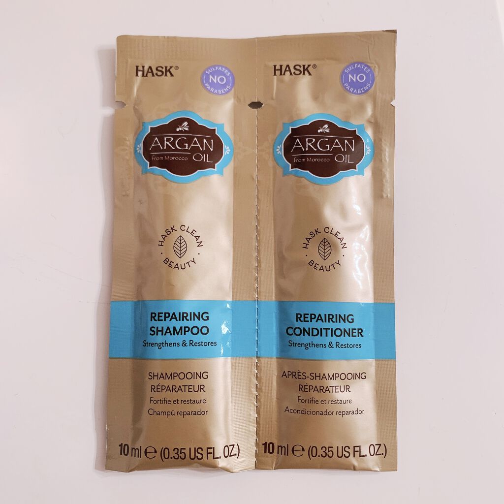 HASK アルガンオイルダメージケアコンディショナーのクチコミ「HASK アルガンオイル
ヘアシャンプー・コンディショナー各10ml

HASKアルガンオイル.....」（1枚目）