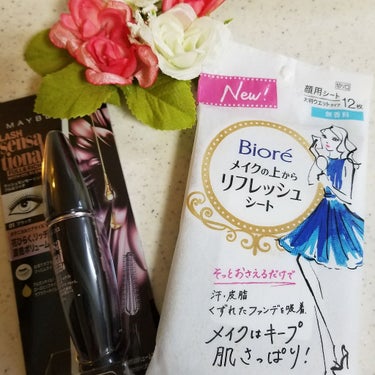 ビオレの上からリフレッシュシート

MAYBELLINE　ラッシュセンセーショナル フル&リッチ


リフレッシュシートはYouTubeの広告で見て欲しくなっちゃって♡ミーハーですね♡

マスカラはとり