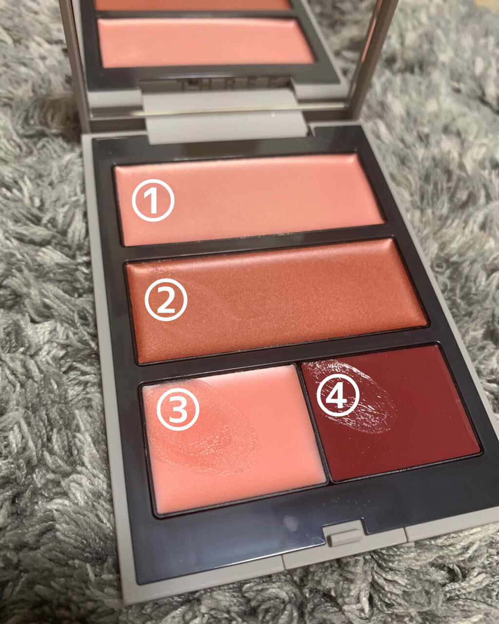 グローフリーダムパレットライジング/THREE/クリームハイライトを使ったクチコミ（2枚目）