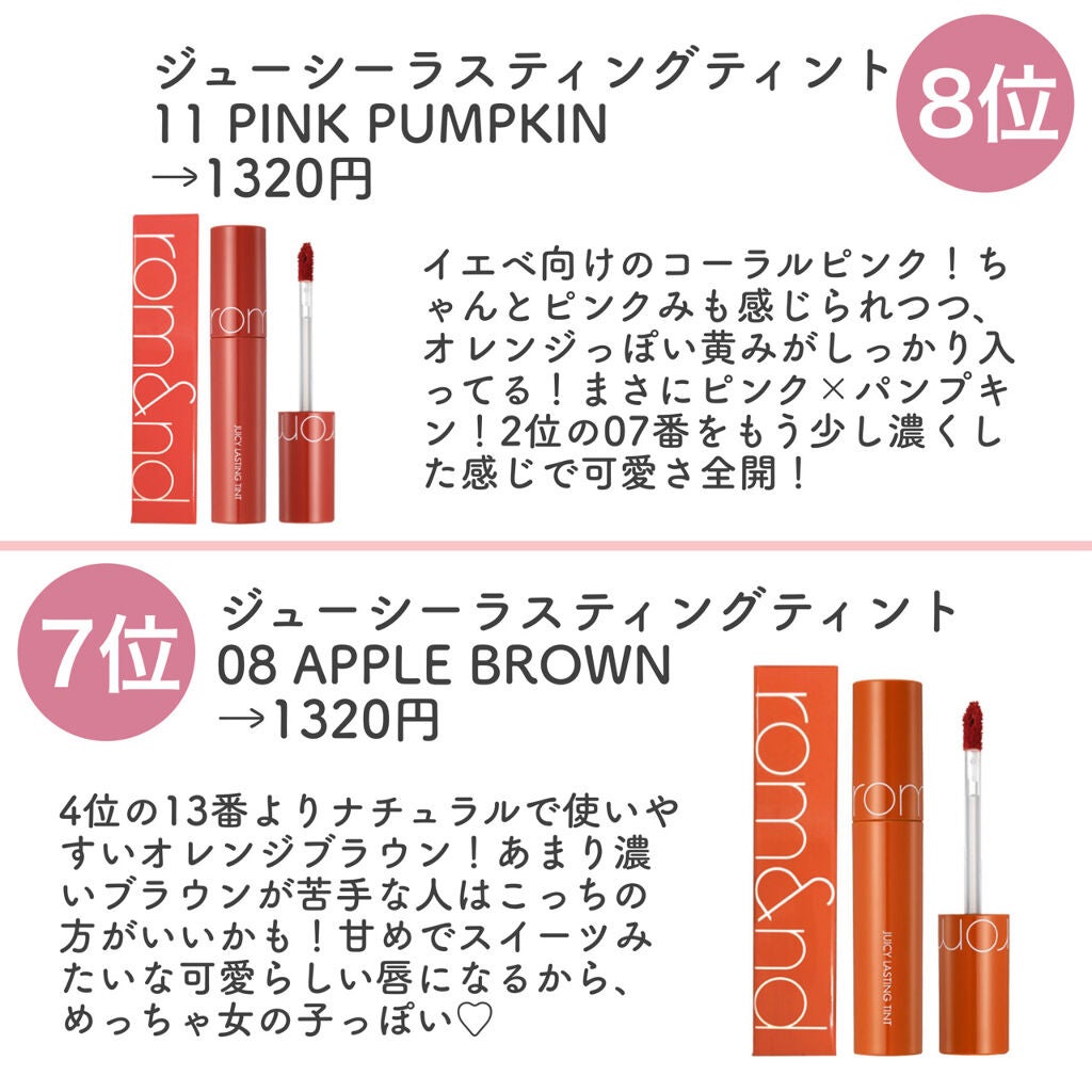 ジューシーラスティングティント/rom&nd/リップティントを使ったクチコミ(3枚目)