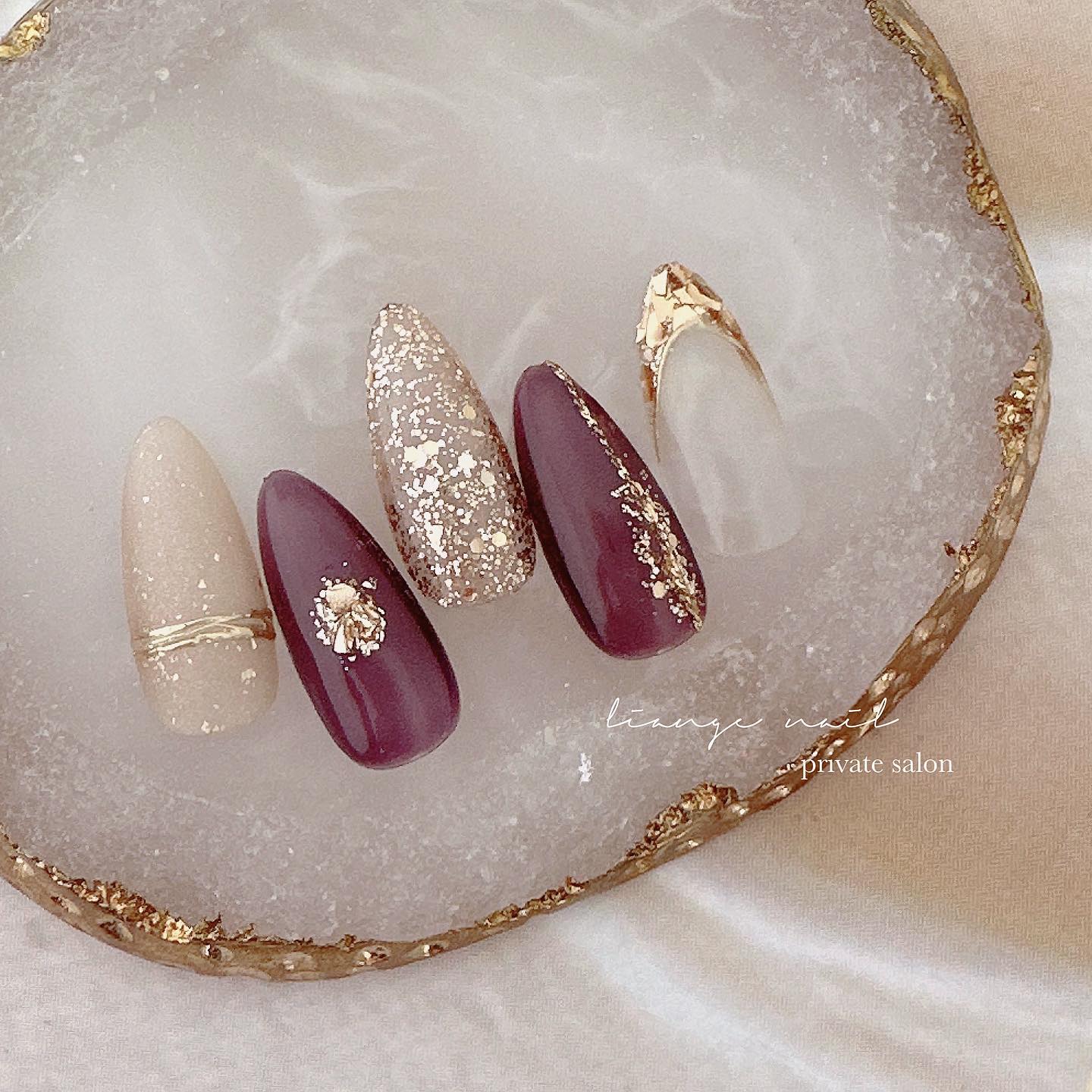 #ネイル,#大人ニュアンスネイル,#ニュアンスネイル,#ジェルネイル,#パープルネイル,#秋ネイルのネイルデザイン