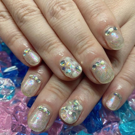 ちっちみ🩵ブルベ冬×フェミニン on LIPS 「#followme🕊𓂃𓈒𓏸ネイル💅3月のネイルめちゃくちゃ伸..」(6枚目)