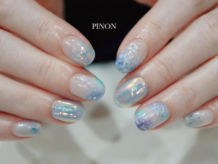 #梅雨ネイル,#紫陽花ネイル,#うるうるネイル,#アイスパッチネイルのネイルデザイン