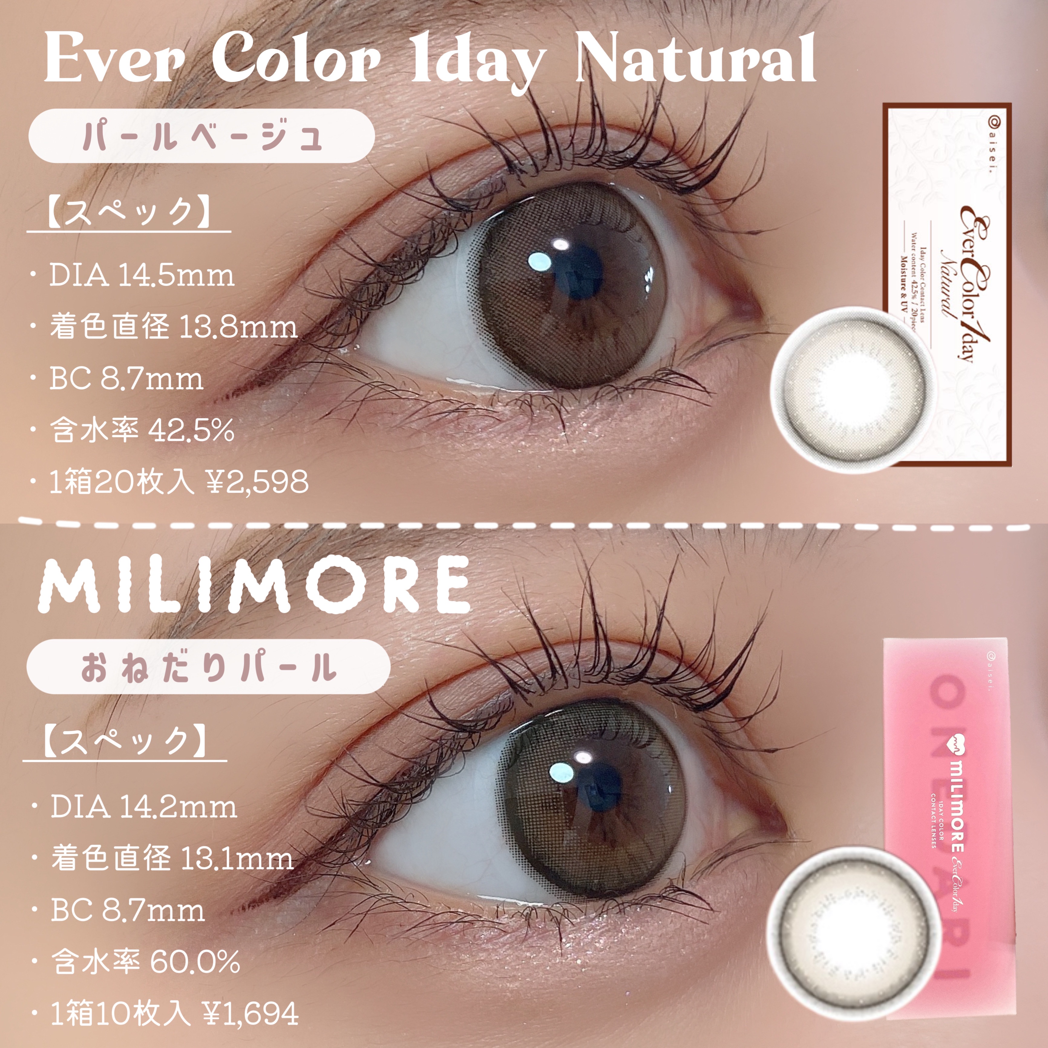 エバーカラーワンデーミリモア/エバーカラー/ワンデー（１DAY）カラコンを使ったクチコミ（3枚目）