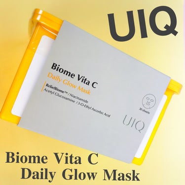 UIQ バイオームビタCグローデイリーシートマスクのクチコミ「UIQ新作💛手軽に使えるデイリー光彩マスクで紫外線も怖くない☀️

-------------.....」（2枚目）