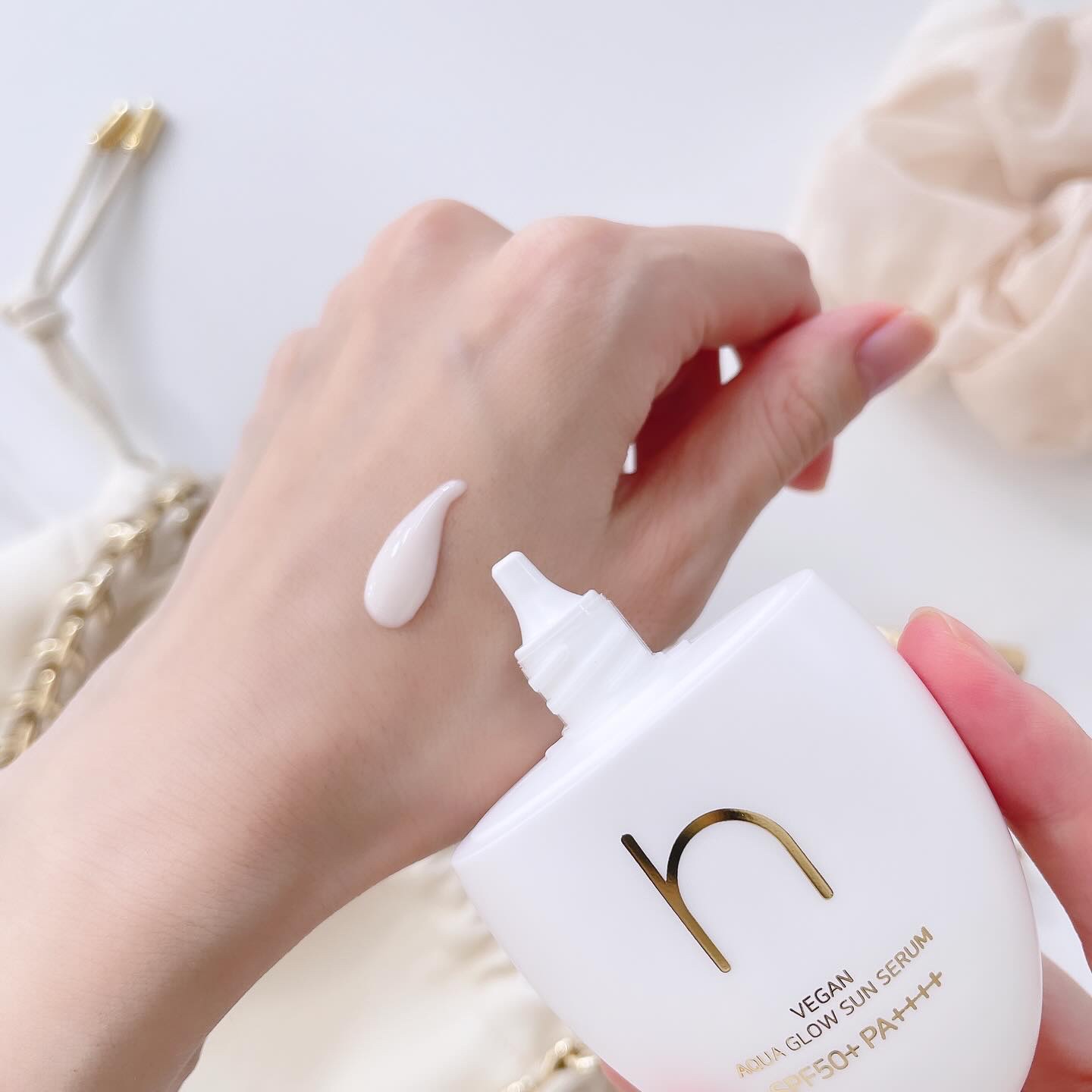 ヴィーガンアクアグロウサンセラム/HAMEL/日焼け止めローションを使ったクチコミ（3枚目）