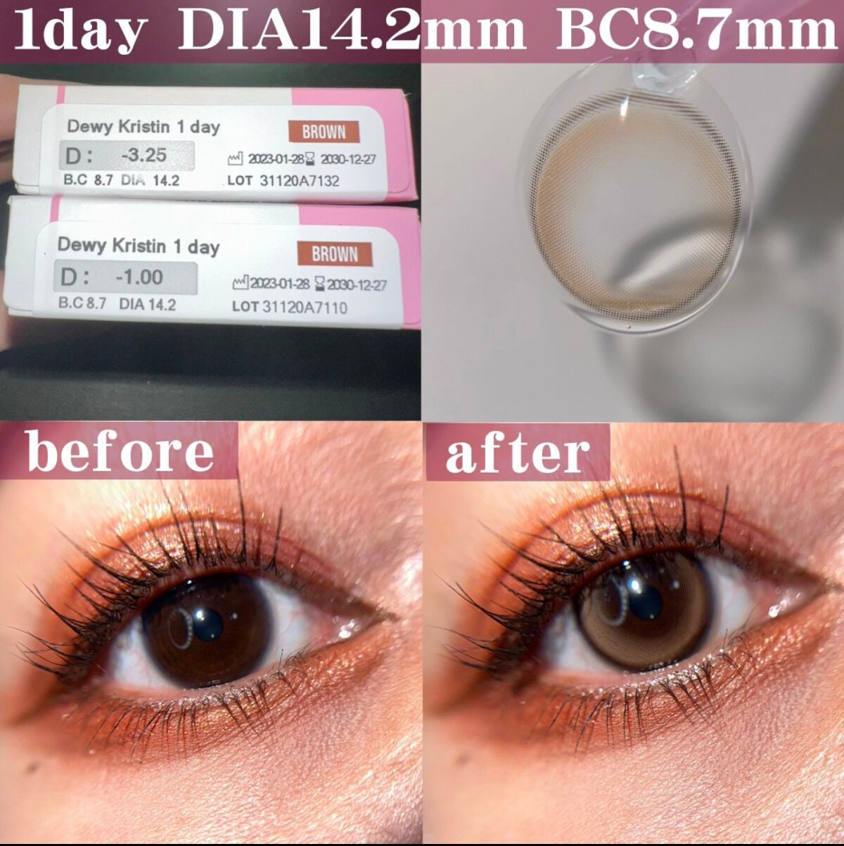 Dewy Kristin Monthly - ブラウン/Hapa kristin/カラーコンタクトレンズを使ったクチコミ(2枚目)
