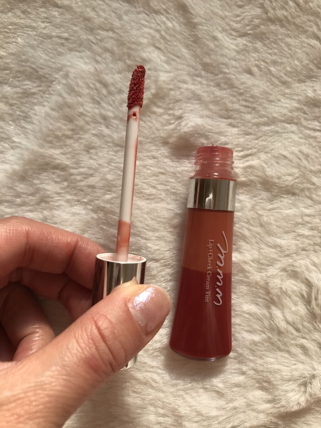 リップ＋チーク クリームティント 01 Apricot/m.m.m/口紅を使ったクチコミ（2枚目）