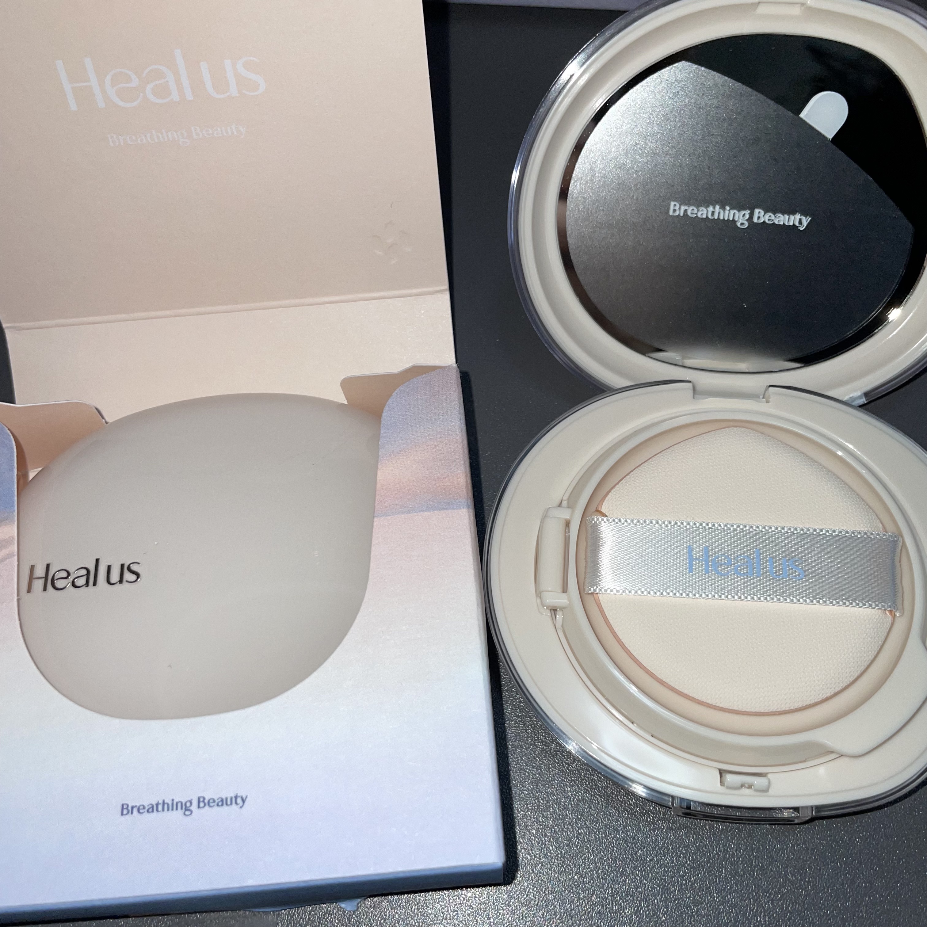 ブリージンググロークッション/Healus/クッションファンデーションを使ったクチコミ（2枚目）