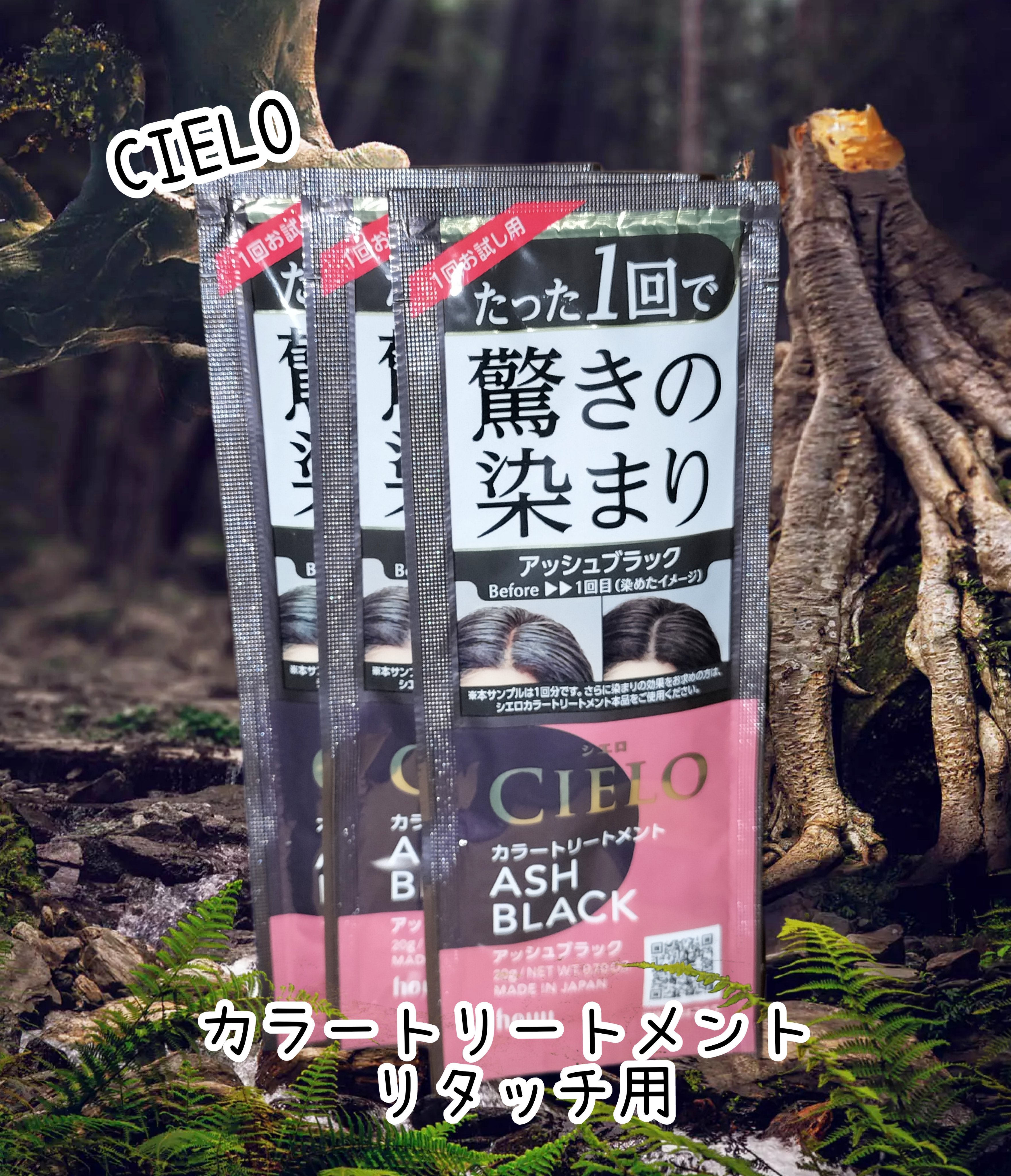 カラートリートメント リタッチ用 アッシュブラック/CIELO/ヘアカラーを使ったクチコミ（1枚目）