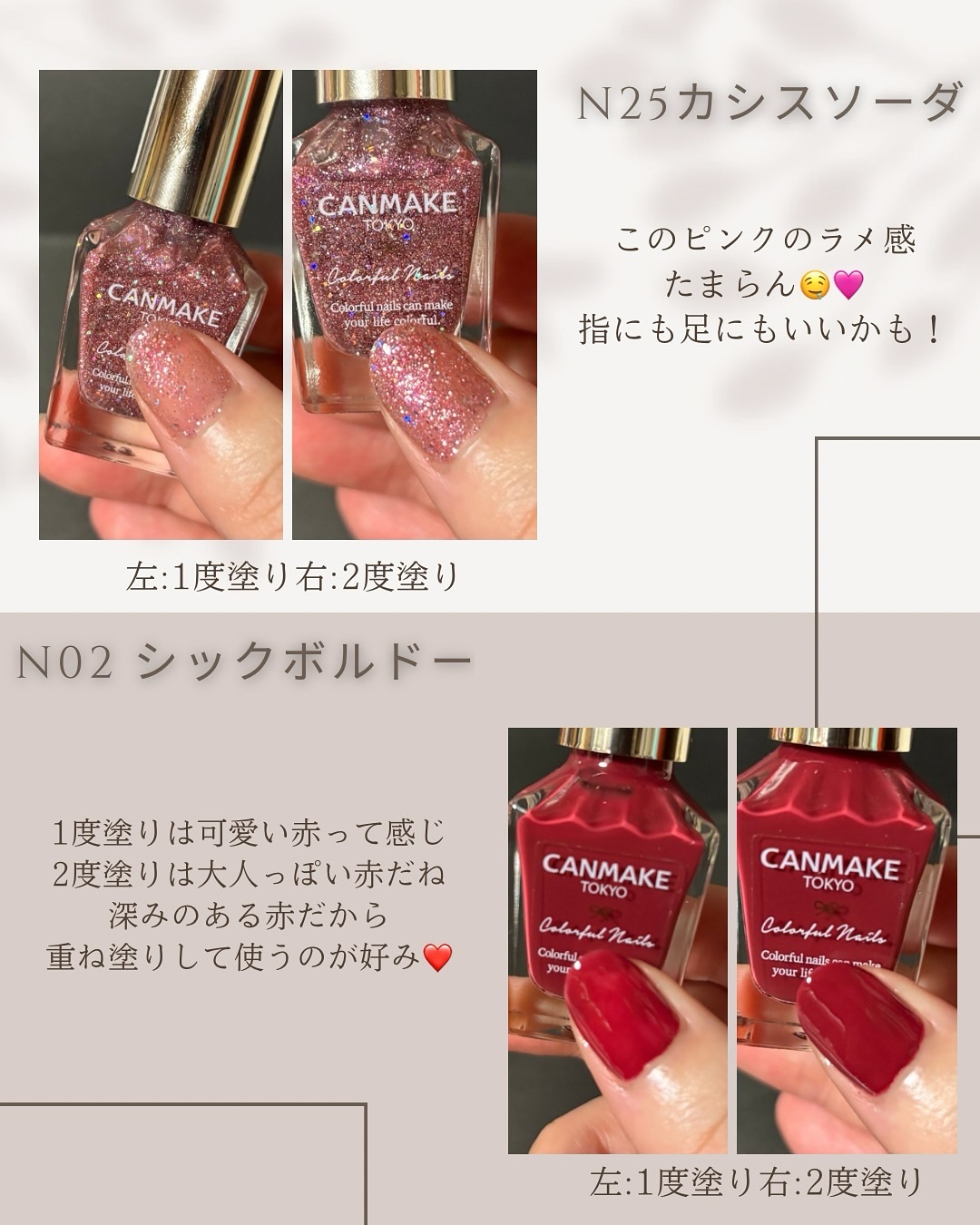 カラフルネイルズ/キャンメイク/マニキュアを使ったクチコミ（2枚目）