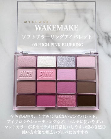 WAKEMAKE ソフトブラーリング アイパレットのクチコミ「ブルベに幅広くおすすめな韓国多色パレット🩷🫧

WAKEMAKE
ソフトブラーリングアイパレッ.....」（2枚目）