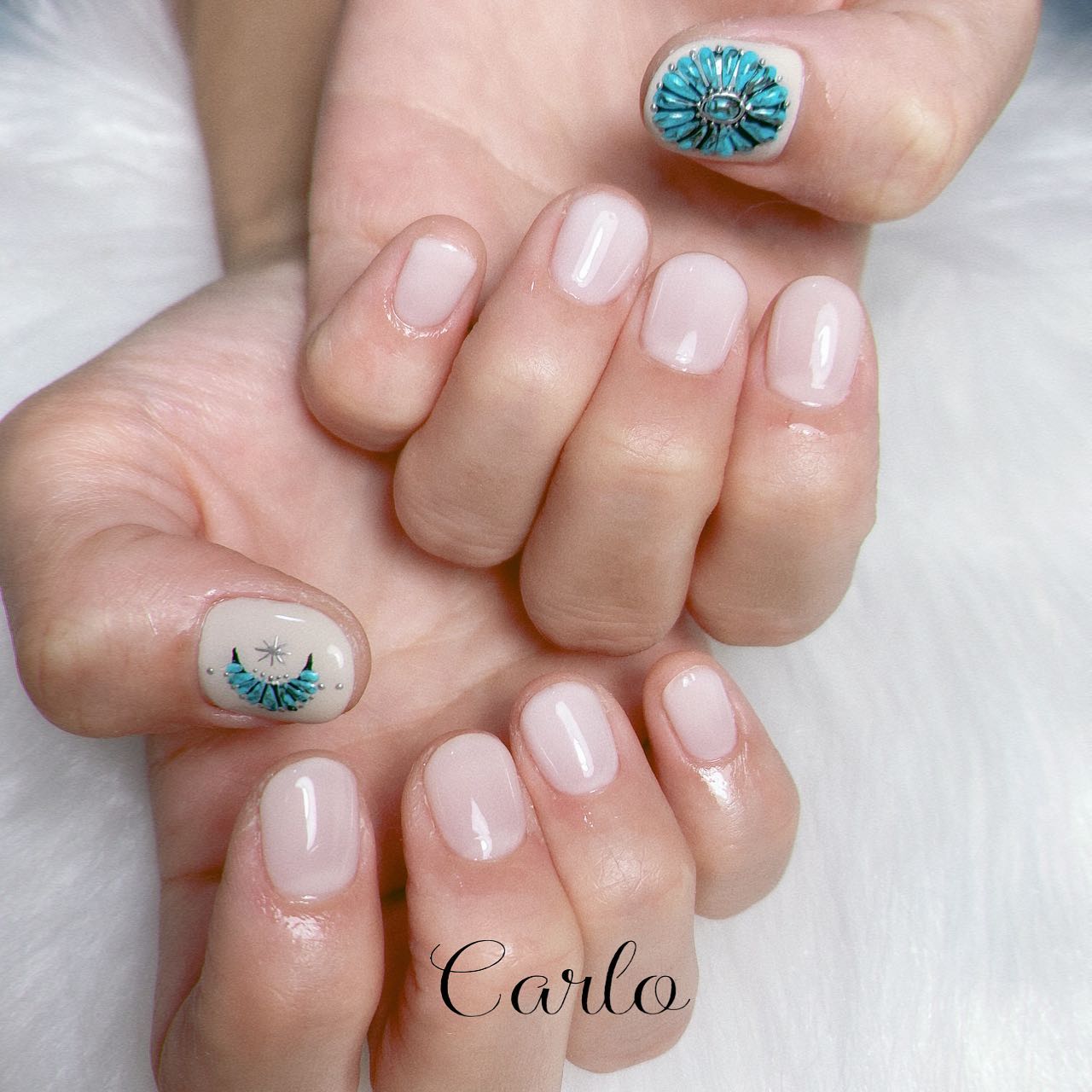 YUKA on LIPS 「【ターコイズネイル】所沢市ネイルサロン|Carlo.ワンポイン..」(2枚目)