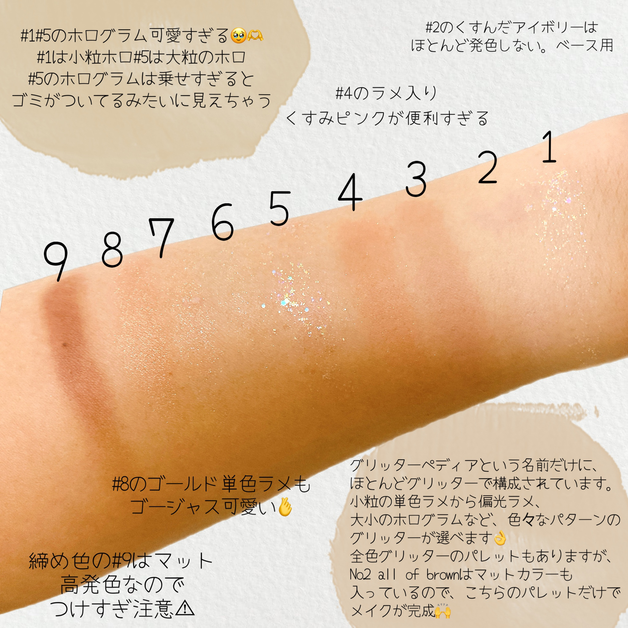 グリッターペディアアイパレット N°2オールオブブラウン/unleashia/アイシャドウパレットを使ったクチコミ（3枚目）