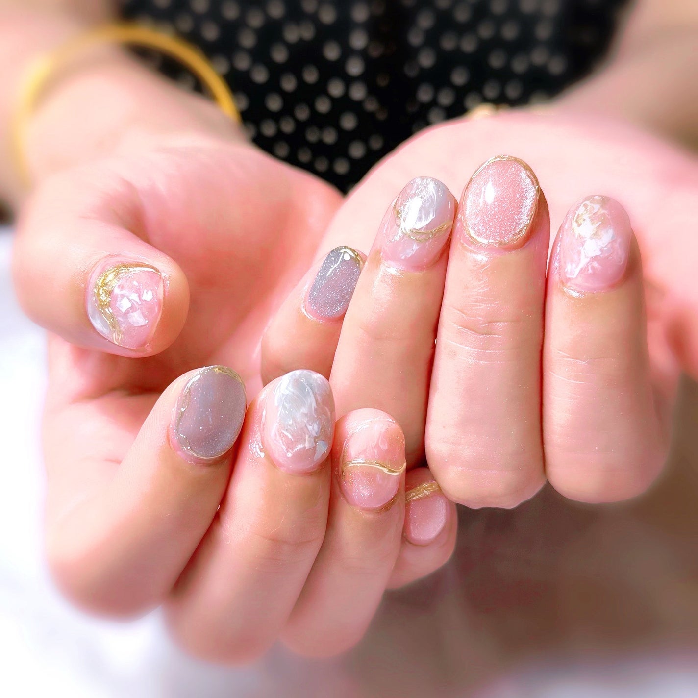 snowmi♡フォロバ on LIPS 「何年振りかのジェルネイル💅ずーとジェルネイルしてたんだけど出来..」(1枚目)