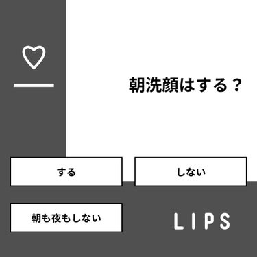 shino on LIPS 「【質問】朝洗顔はする？【回答】・する：83.3%・しない：16..」（1枚目）