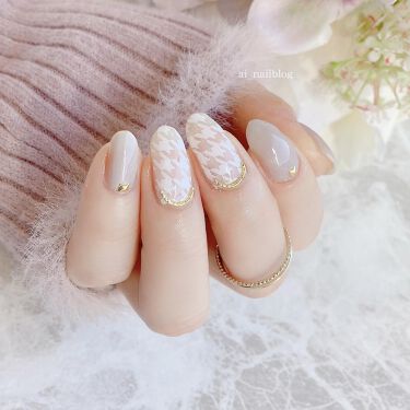 しずくネイルシール キャンドゥを使った口コミ 冬らしく千鳥格子ネイル𐂂 ホワイト千鳥格 By Ai Lips