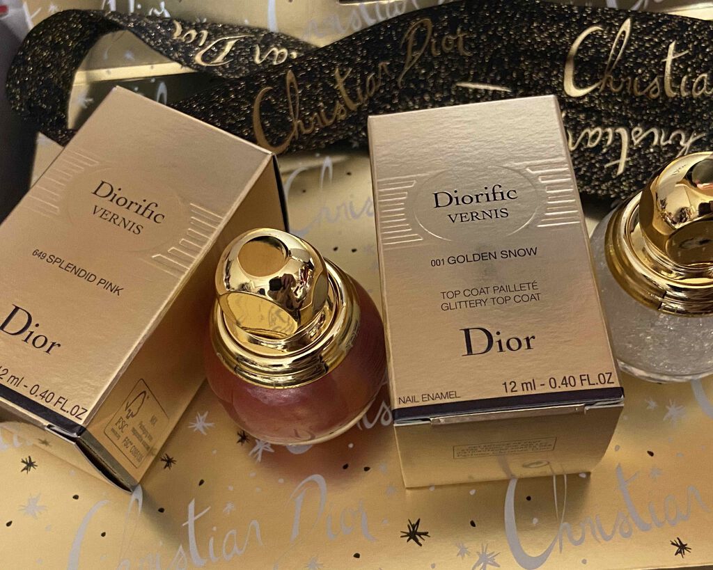 ディオリフィック グリッター トップ コート 001 ゴールデン スノー（生産終了）/Dior/ネイルトップコートを使ったクチコミ（1枚目）
