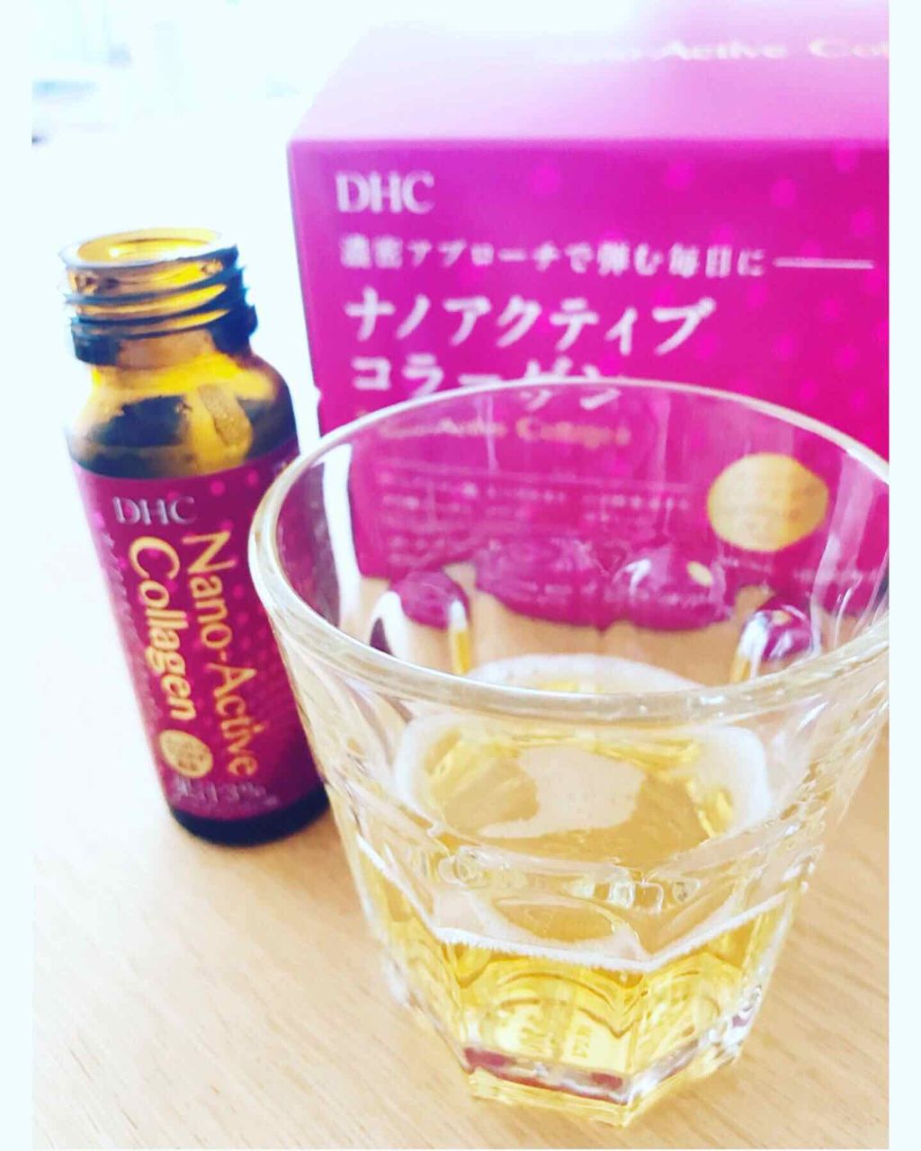 DHC ナノアクティブコラーゲンドリンクのクチコミ「
フルーティなゴールデンパイン味で、コラーゲン特有の匂いもなく飲みやすく
冷やして飲むと更に美.....」（1枚目）