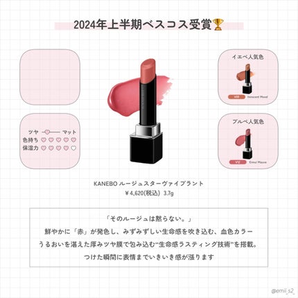 ルージュスターヴァイブラント/KANEBO/口紅を使ったクチコミ(2枚目)