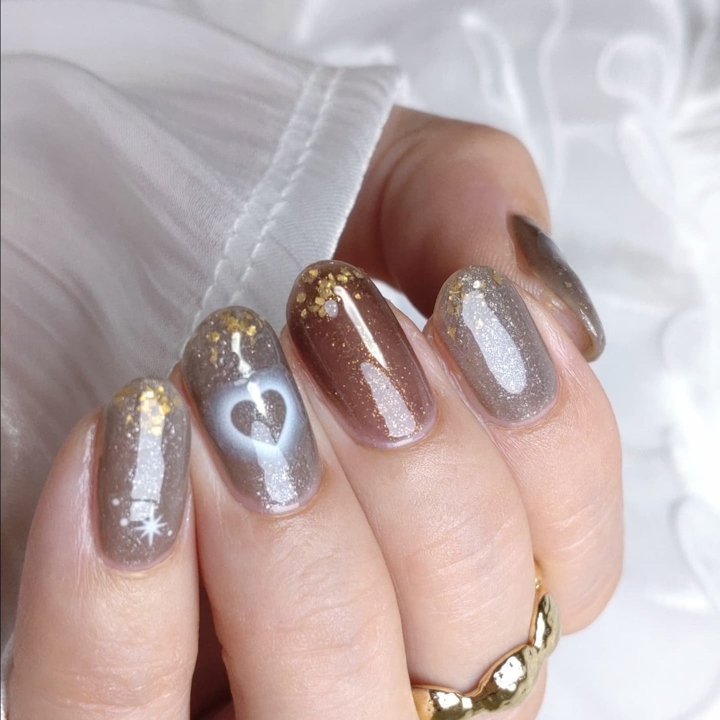 ミルクティ on LIPS 「✴✴#秋色ふんわりハートネイル♡✴パラドゥ(@parado_n..」(2枚目)