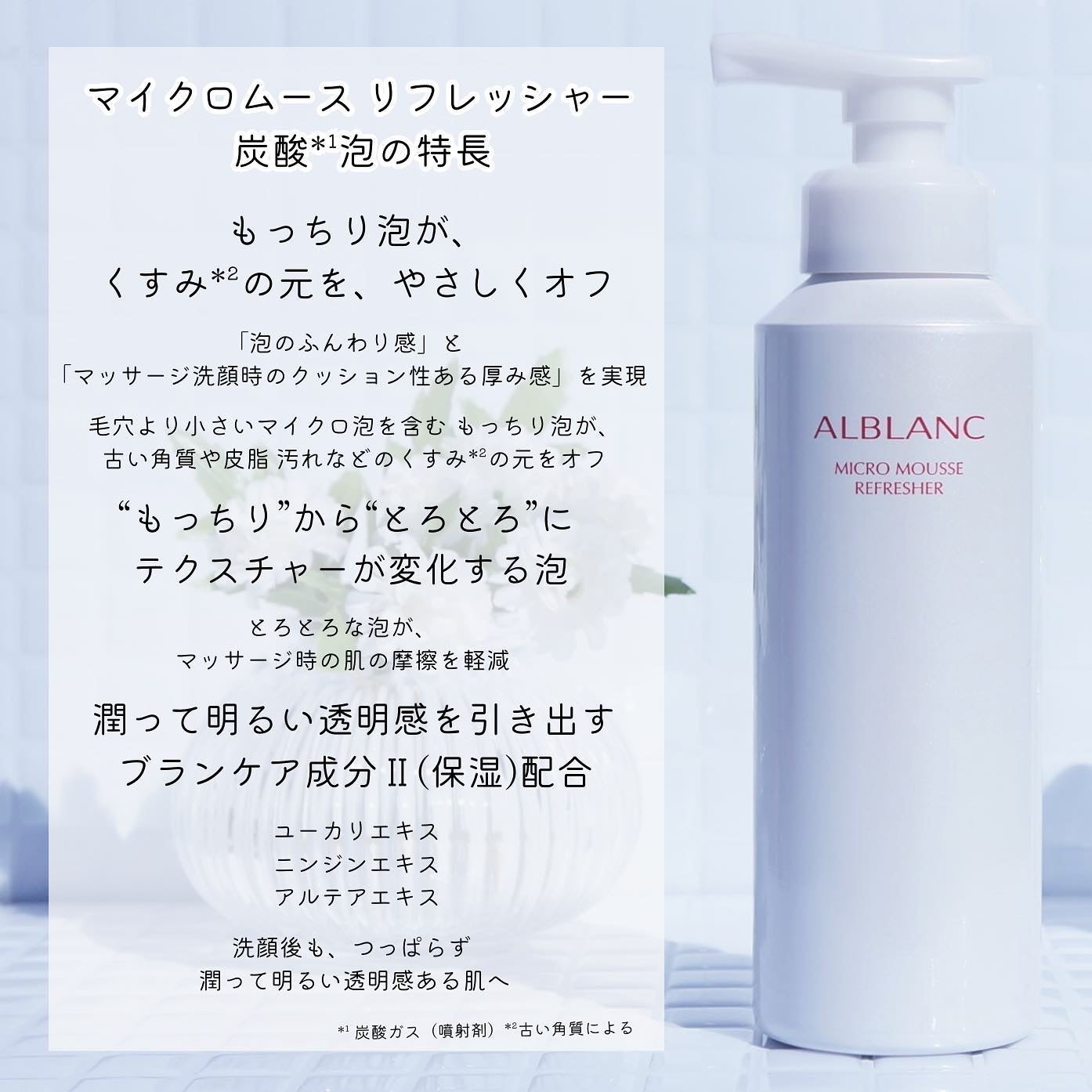 マイクロムース リフレッシャー/ALBLANC/泡洗顔を使ったクチコミ(2枚目)
